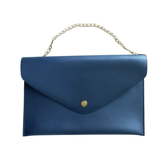 J.Crew Navy Faux Leather Envelope Clutch w/ Chain – Heritage Holiday Gift NWT - Picture 5 of 13
